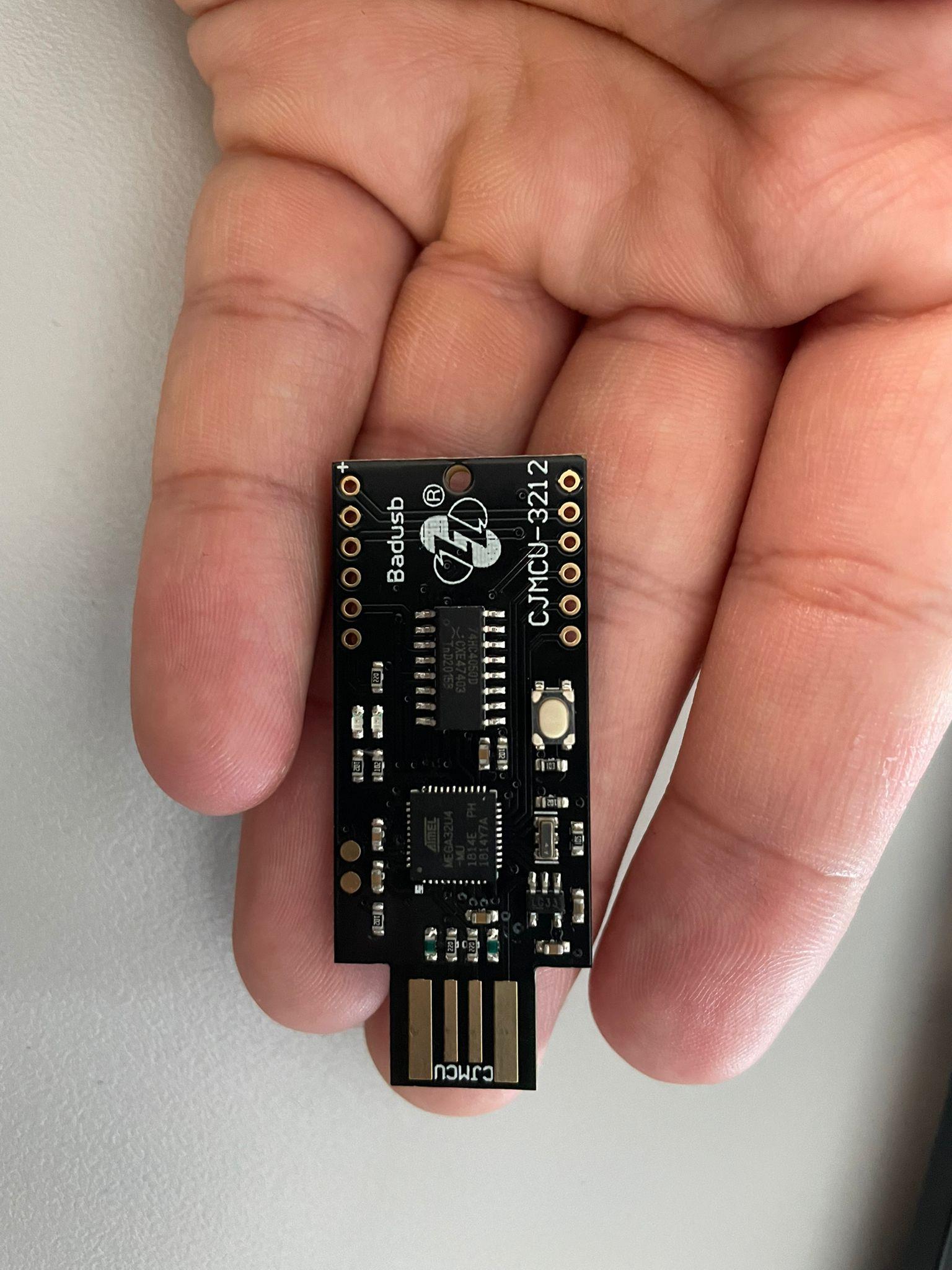 BadUSB CJMCU-3212 board on a hand