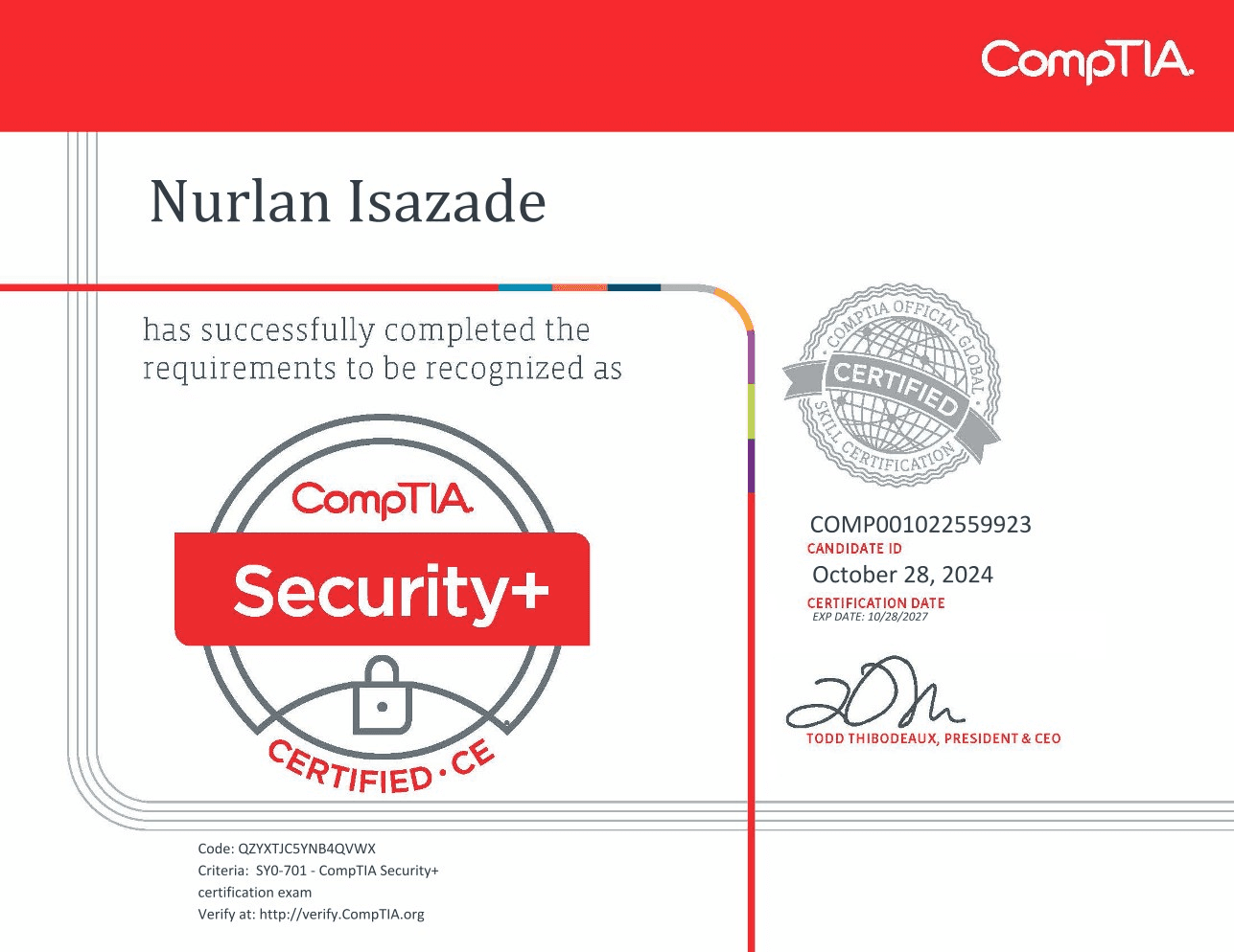 CompTIA Security+ badge
