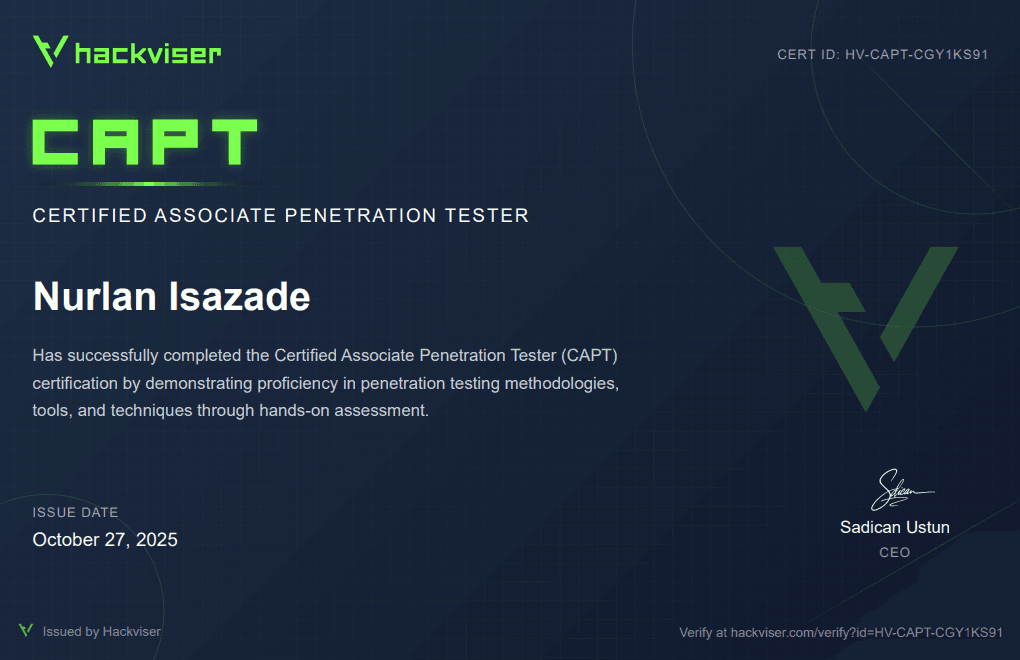  Certified Associate Penetration Tester (CAPT) badge